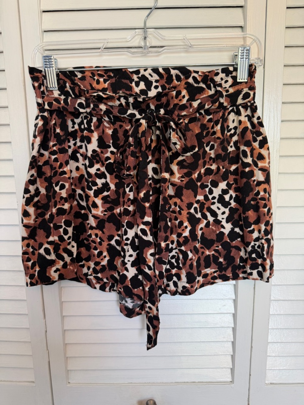 Leopard Print Paperbag Waist Shorts with belt